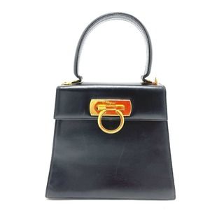 SALVATORE FERRAGAMO Black Leather Shoulder Bag